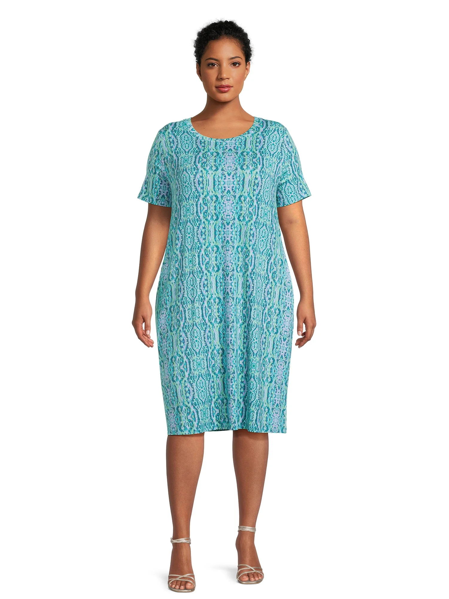 Terra & Sky Women’s Plus Size T-Shirt Dress with Short Sleeves | Walmart (US)