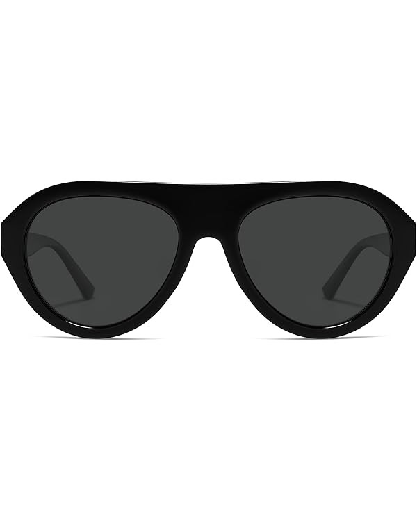 Polarized Retro 90s Aviator Sunglasses Womens Mens Trendy Round Pilot Sun Glasses Single Bridge A... | Amazon (US)