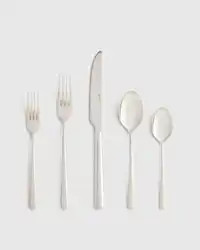 Gia Minimalist 20 Piece Flatware Set in Polished Stainless Steel | Quince