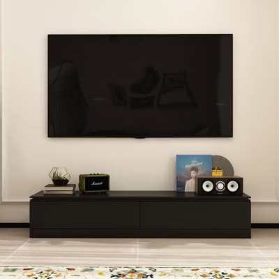 Famapy Modern Design TV Control Center Extendable Entertainment Center Black | Target