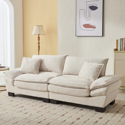 Corduroy Sofa Sleeper Couch Loveseat Sofa with Pillows Comfy Upholstered Deep Seat Sofa for Bedroom,Living Room,Apartment,Office,Dorm-Beige Corduroy | Target
