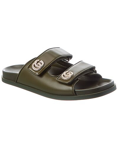 Crystal Double G Leather Sandal | Gilt & Gilt City
