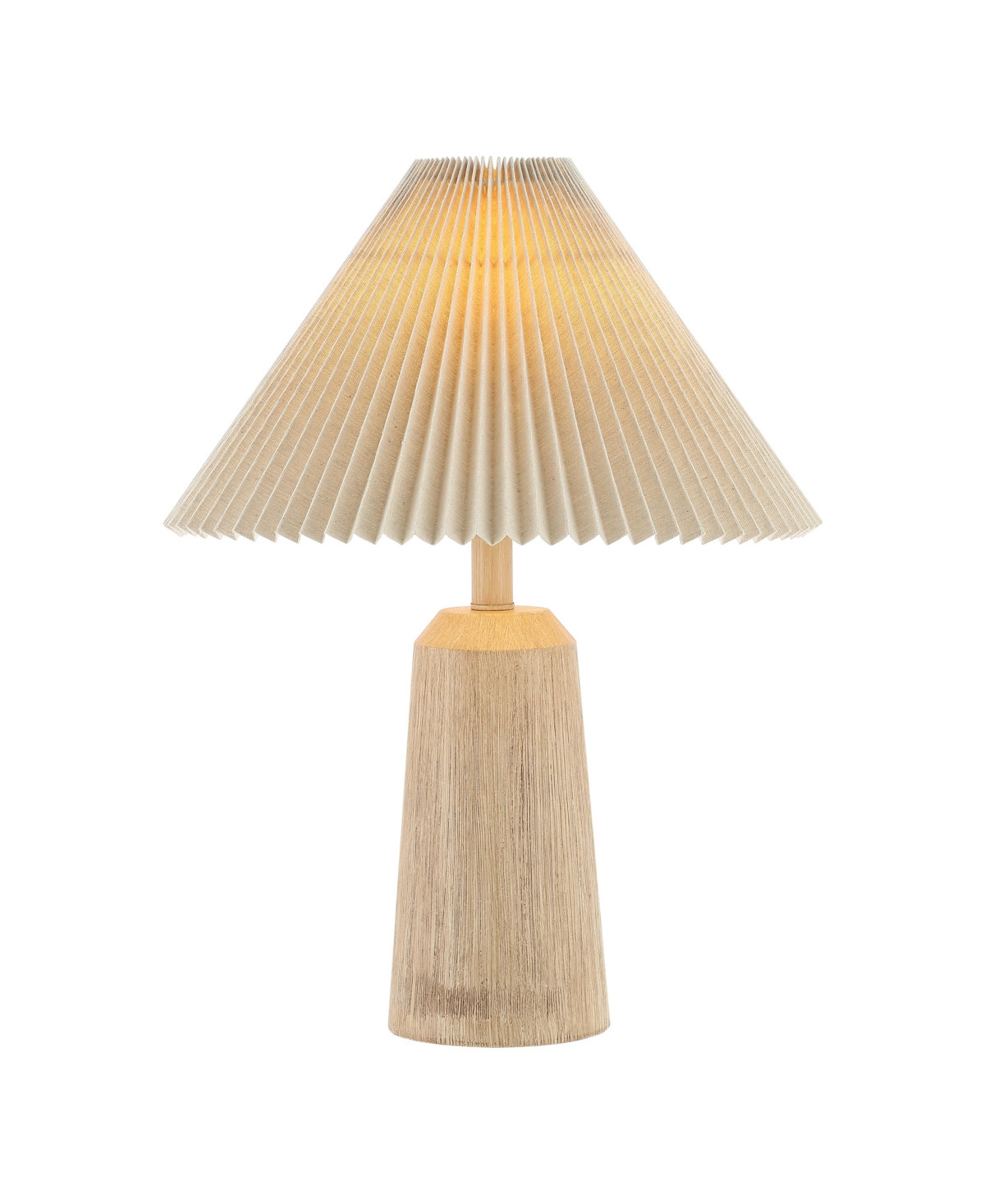 Jonathan Y Arvid 20.5" Rustic Scandinavian Resin/Iron Lighthouse Led Table Lamp with Pleated Shade, Beige Wood Finish - Beige wood finish | Macy's