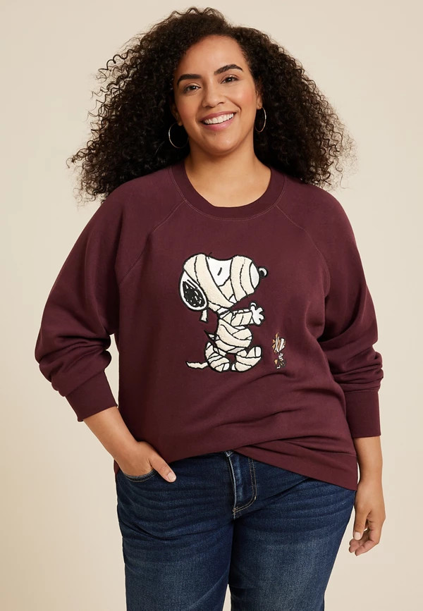 Plus Size Snoopy Halloween Mummy Relaxed Fit Sweatshirt | Maurices