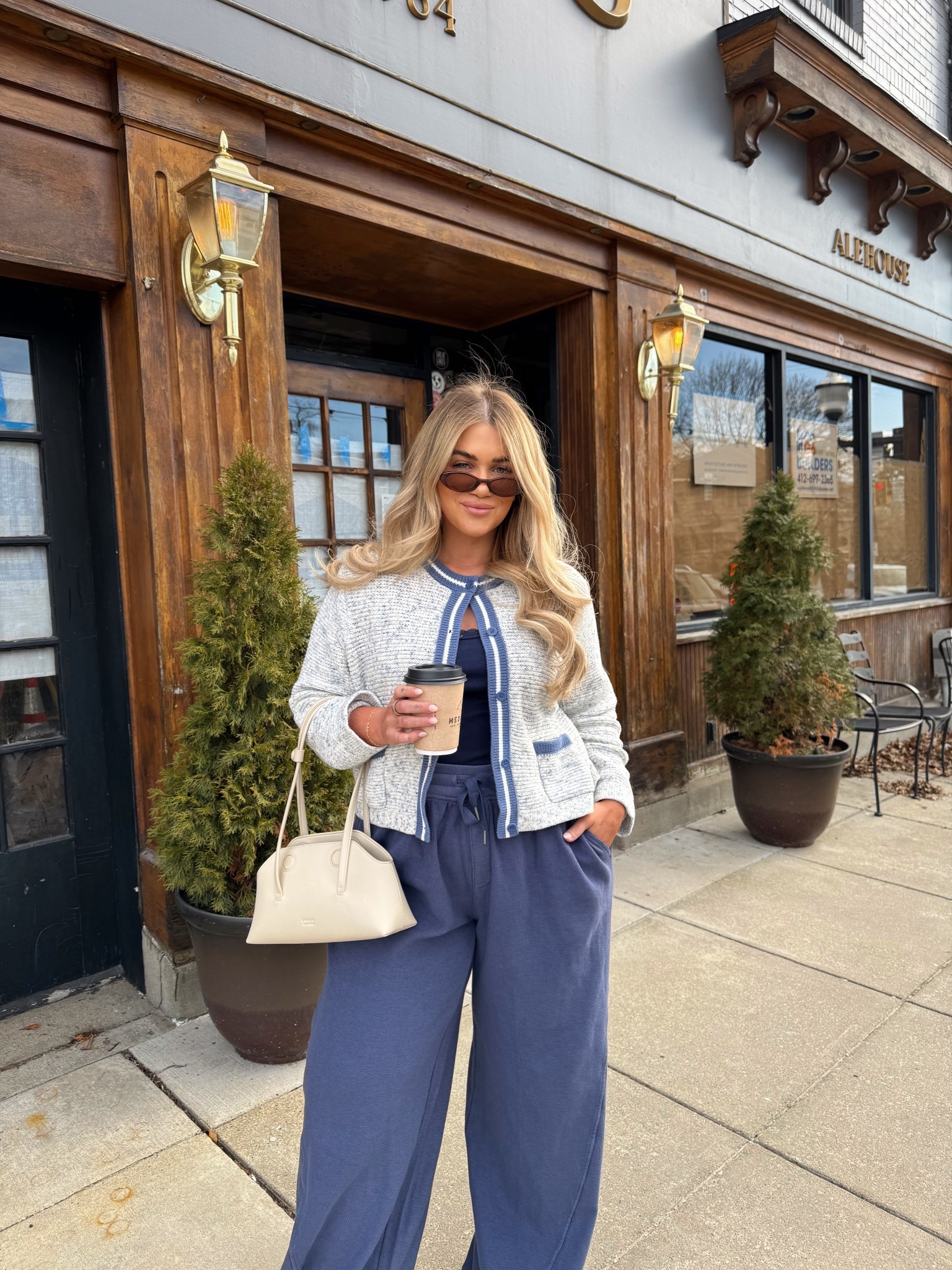 Outfit of the day! 

Tank — medium 
Cardigan — XL (does not run oversized)
Pants - large long 