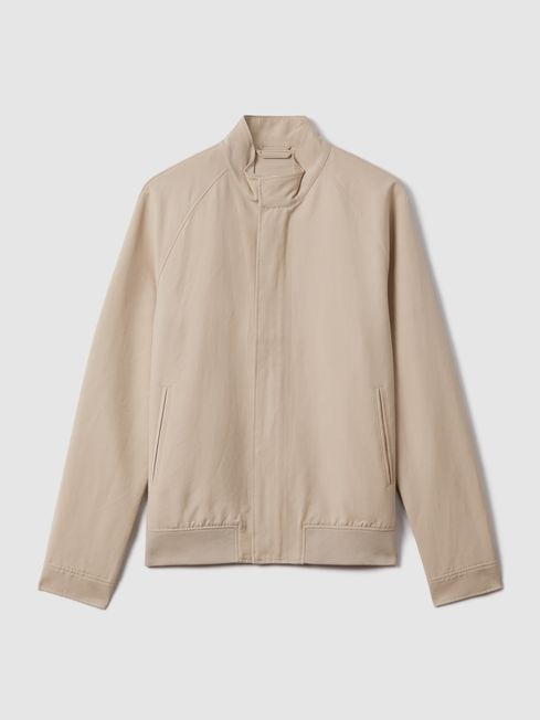 Reiss Stone Peggy Cotton Blend Zip-Through Jacket | Reiss US