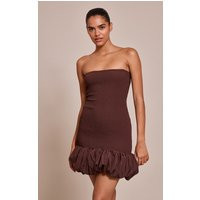 Chocolate Shirred Bandeau Bodycon Dress | PrettyLittleThing US