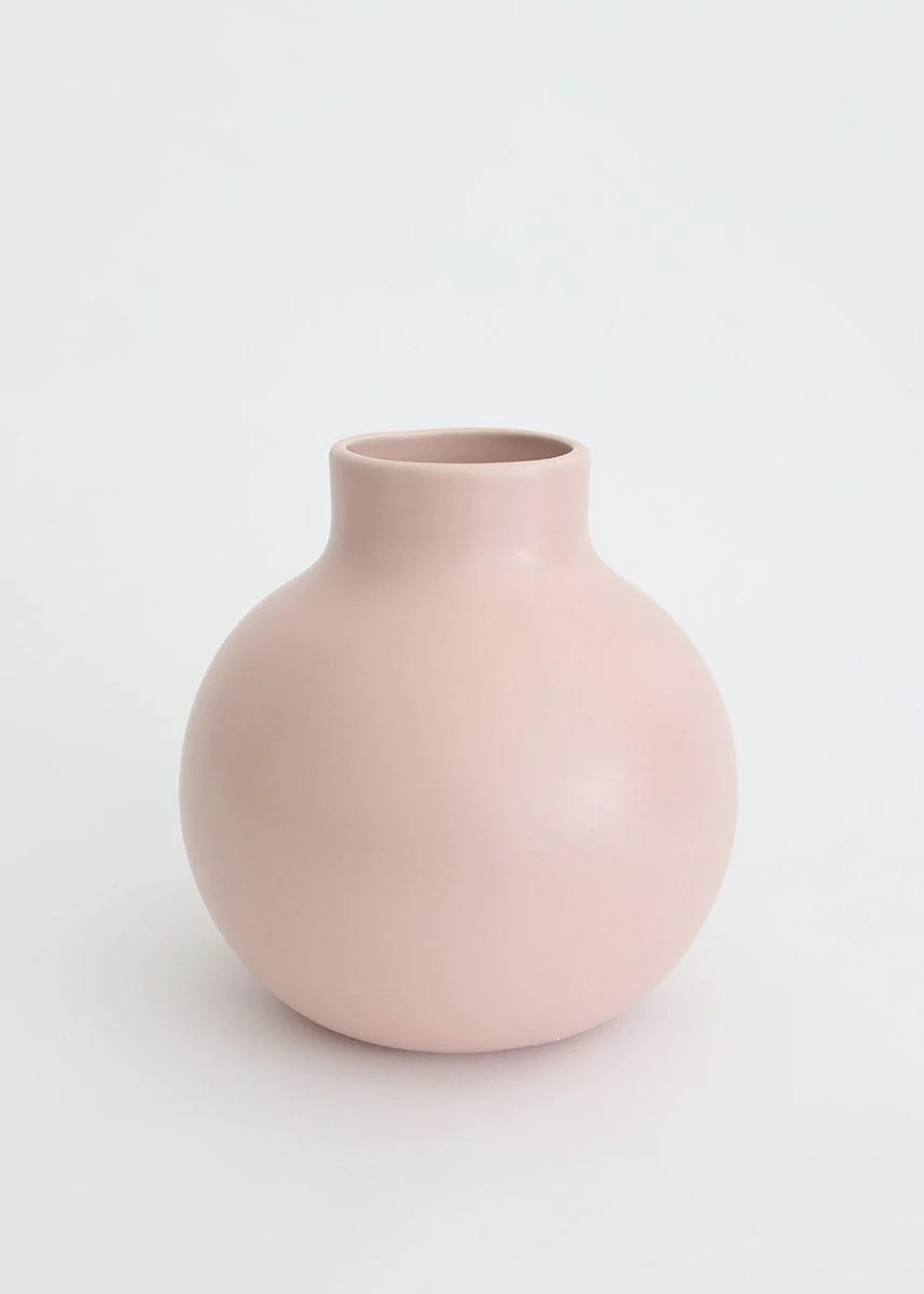 Afloral Dusty Pink Round Ceramic Vase - 8" | Afloral