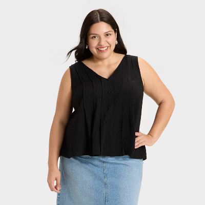 Women's Flared Tank Top - Ava & Viv™ Black 2X | Target
