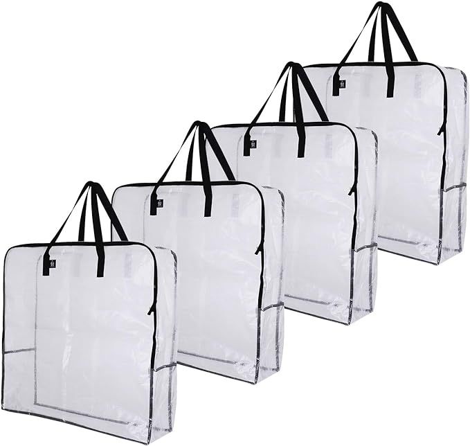 VENO Over-Sized Clear Organizer Storage Bag W/ Strong Handles and Zippers for College Carrying, M... | Amazon (US)
