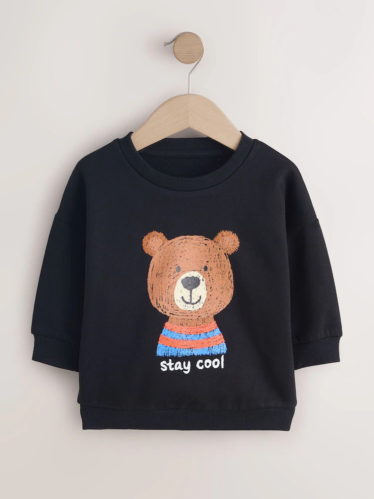 Black Bear All-Over Print Crew Neck Sweatshirt (3mths-7yrs) | Next US