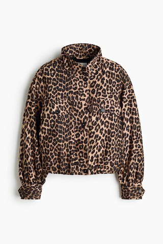 H & M - Bubble-Hem Jacket - Beige/Leopard Print | H&M (US + CA)