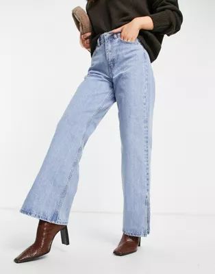 Dr Denim Echo sky high wide leg jeans with side slit in light retro | ASOS (Global)