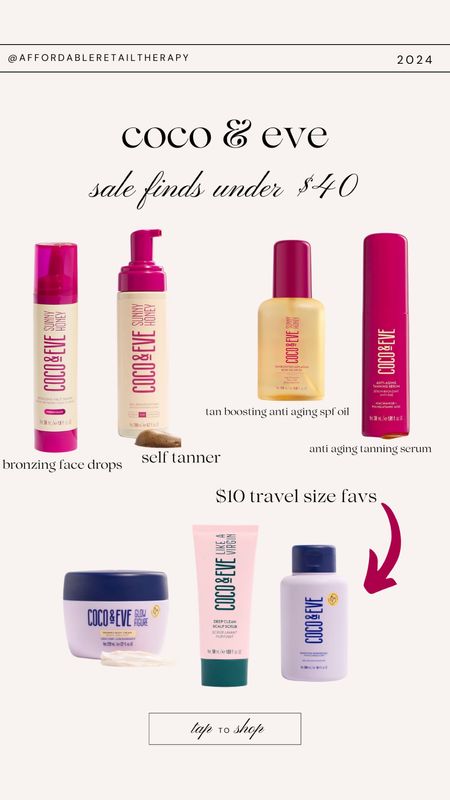 Coco & eve finds
Sale alert
Self tanner 
Tanning oil
Travel size beauty products 
Lotion


#LTKSaleAlert #LTKFindsUnder50 #LTKBeauty