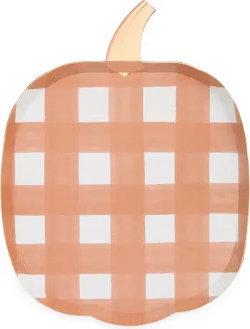 Meri Meri Set of 8 Orange Gingham Pumpkin Paper Plates | Nordstrom | Nordstrom Canada