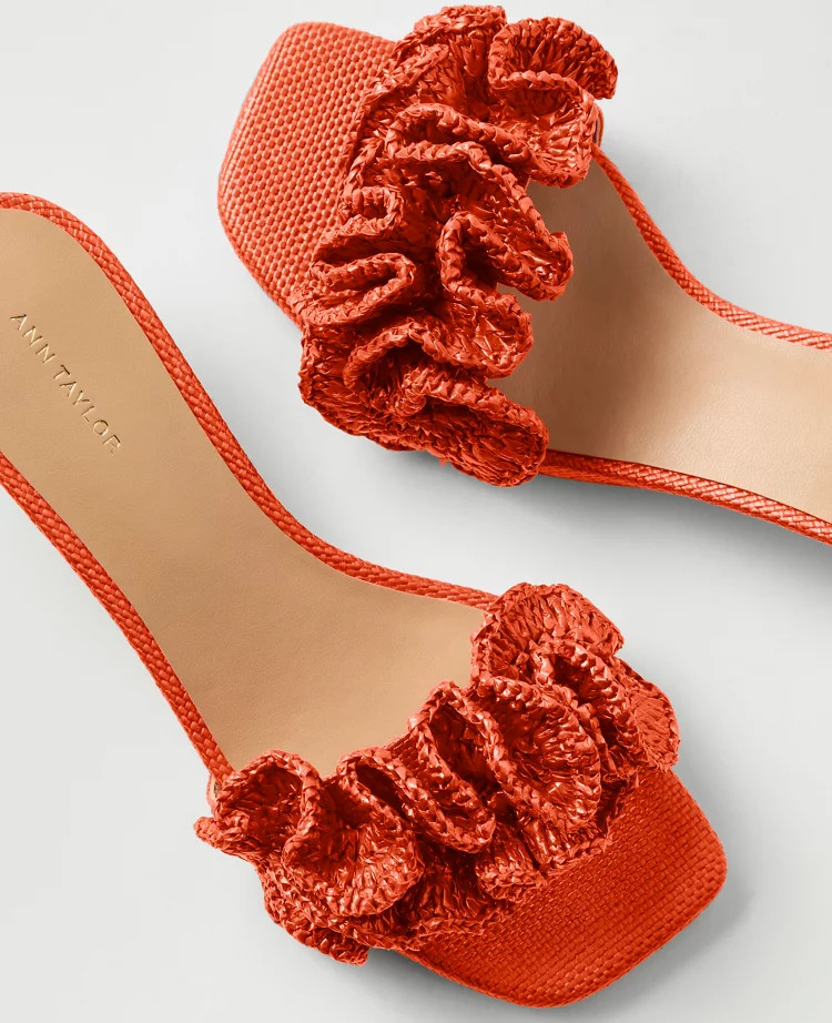 Gathered Straw Kitten Heel Sandal | Ann Taylor