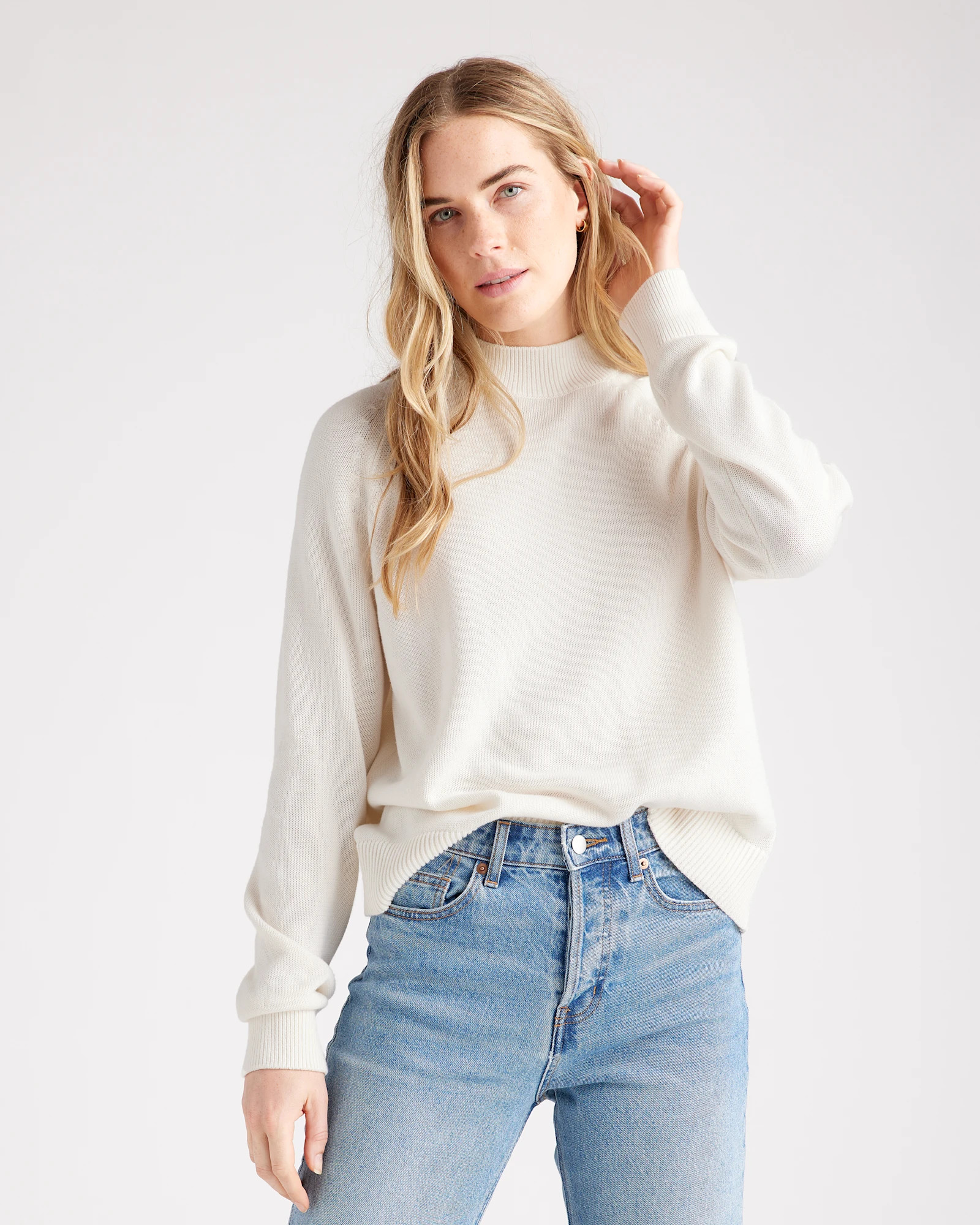 Quince | Women's Mockneck Sweater in Navy, Size XL, Organic Cotton | Quince