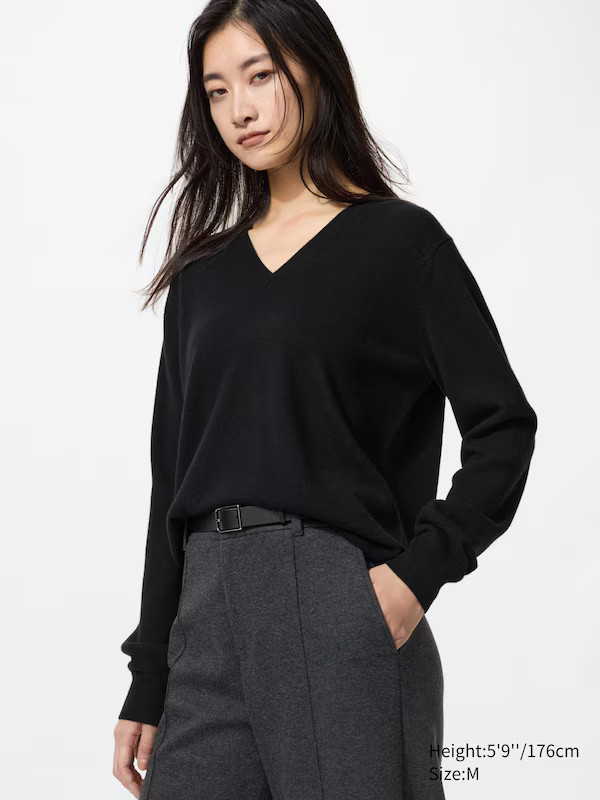 100% Cashmere V Neck Jumper | UNIQLO (UK)
