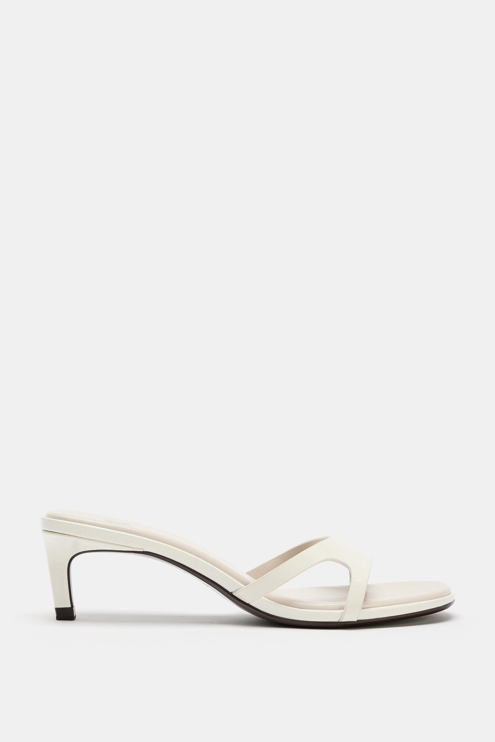 Model height: 178 cmLeather sandals. Front strap with cut-out detail. Slim kitten heel. Round toe... | Zara UK