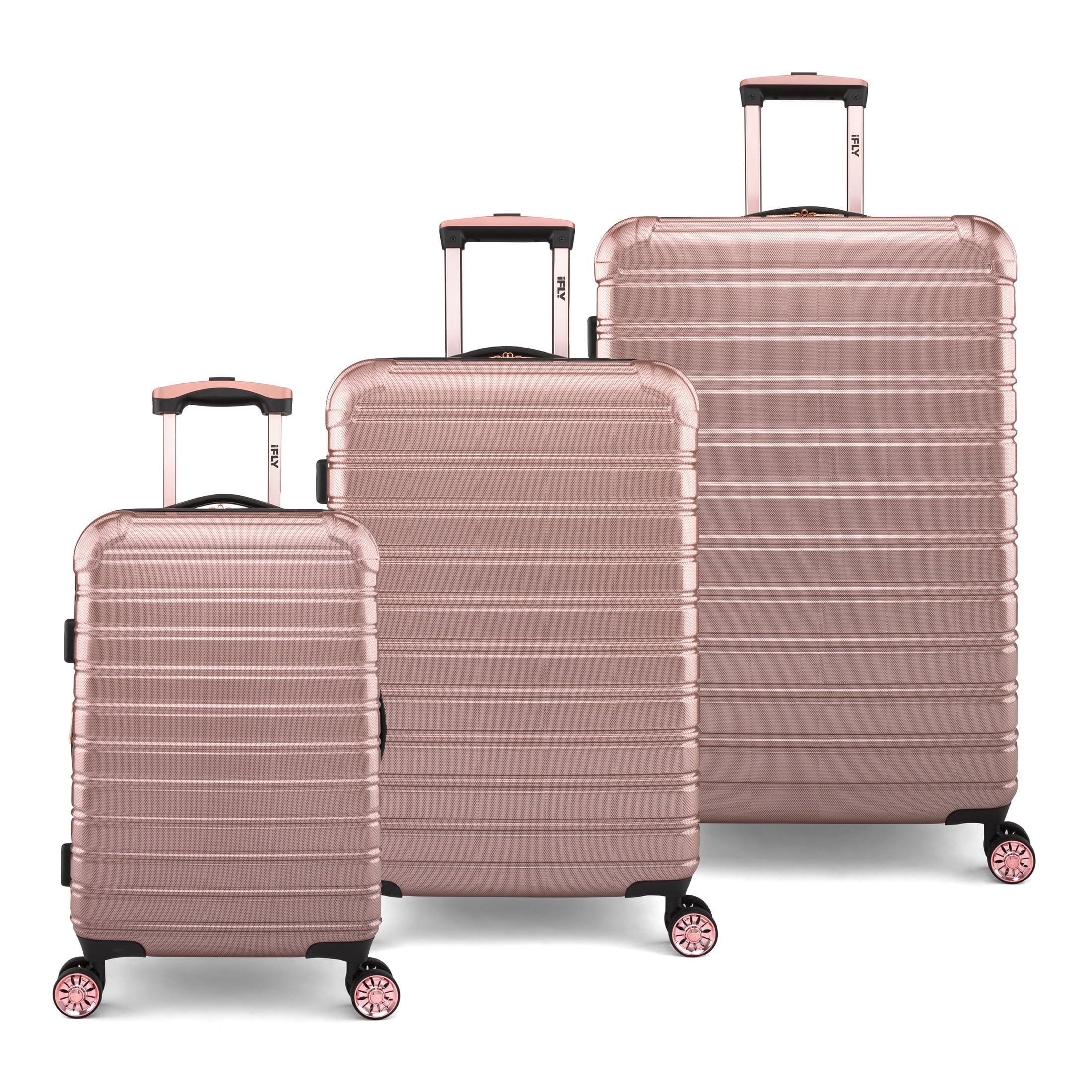 iFLY Fibertech 3 Piece Hardside Expandable Luggage Set, Rose Gold | Walmart (US)