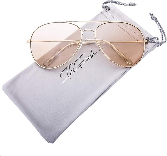 The Fresh Classic Aviator Frame Light Color Lens XL Oversized Sunglasses Gift Box | Amazon (US)