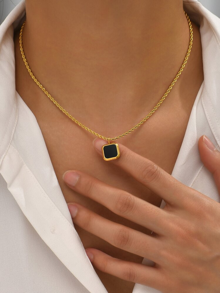 1 Peça Colar Choker Trançado De Aço Inoxidável Banhado A Ouro 18K, Adequado Para Uso Diário E Presente Para Férias | SHEIN