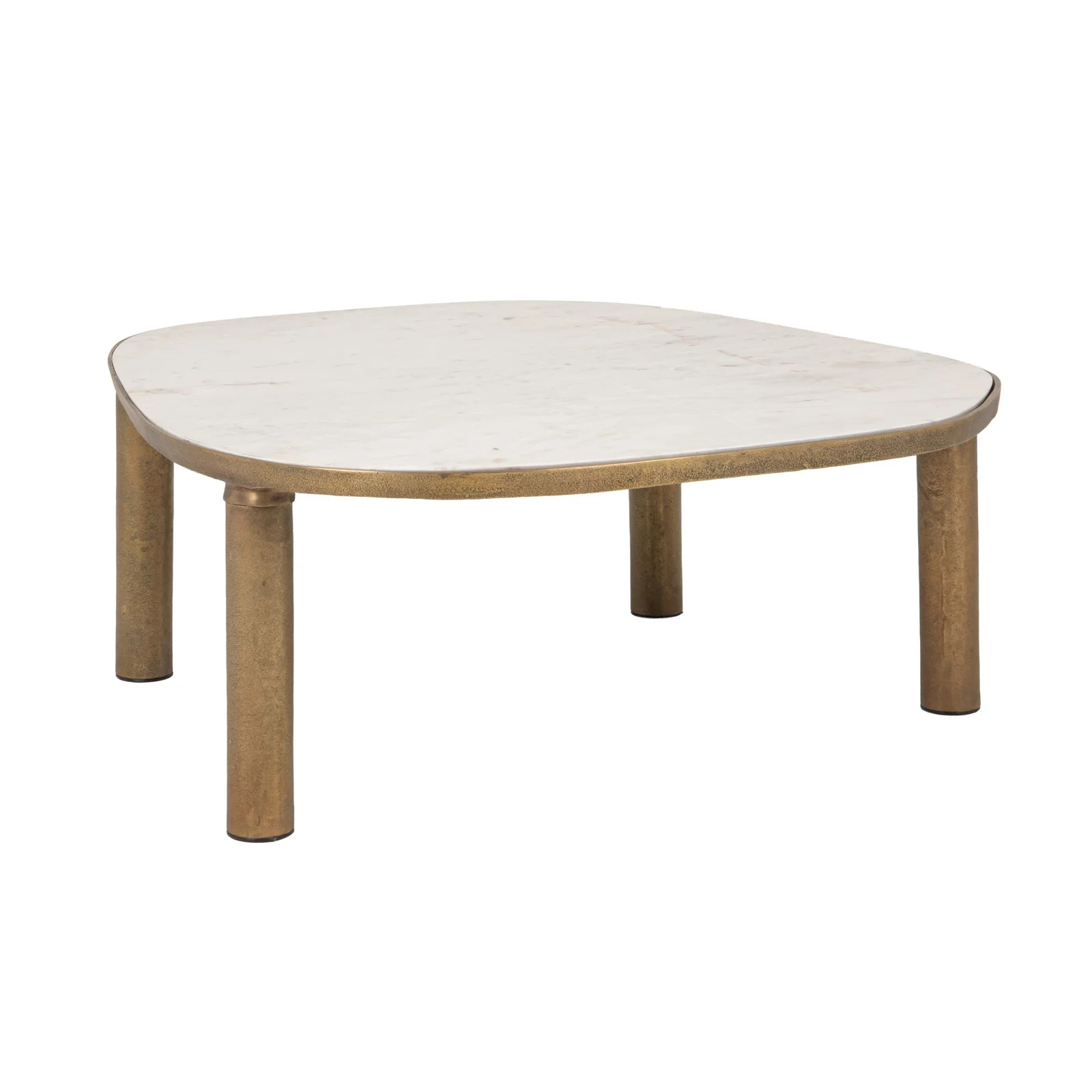 Abstract Shaped Marble Coffee Table With Tapered Aluminum Legs | Joss & Main