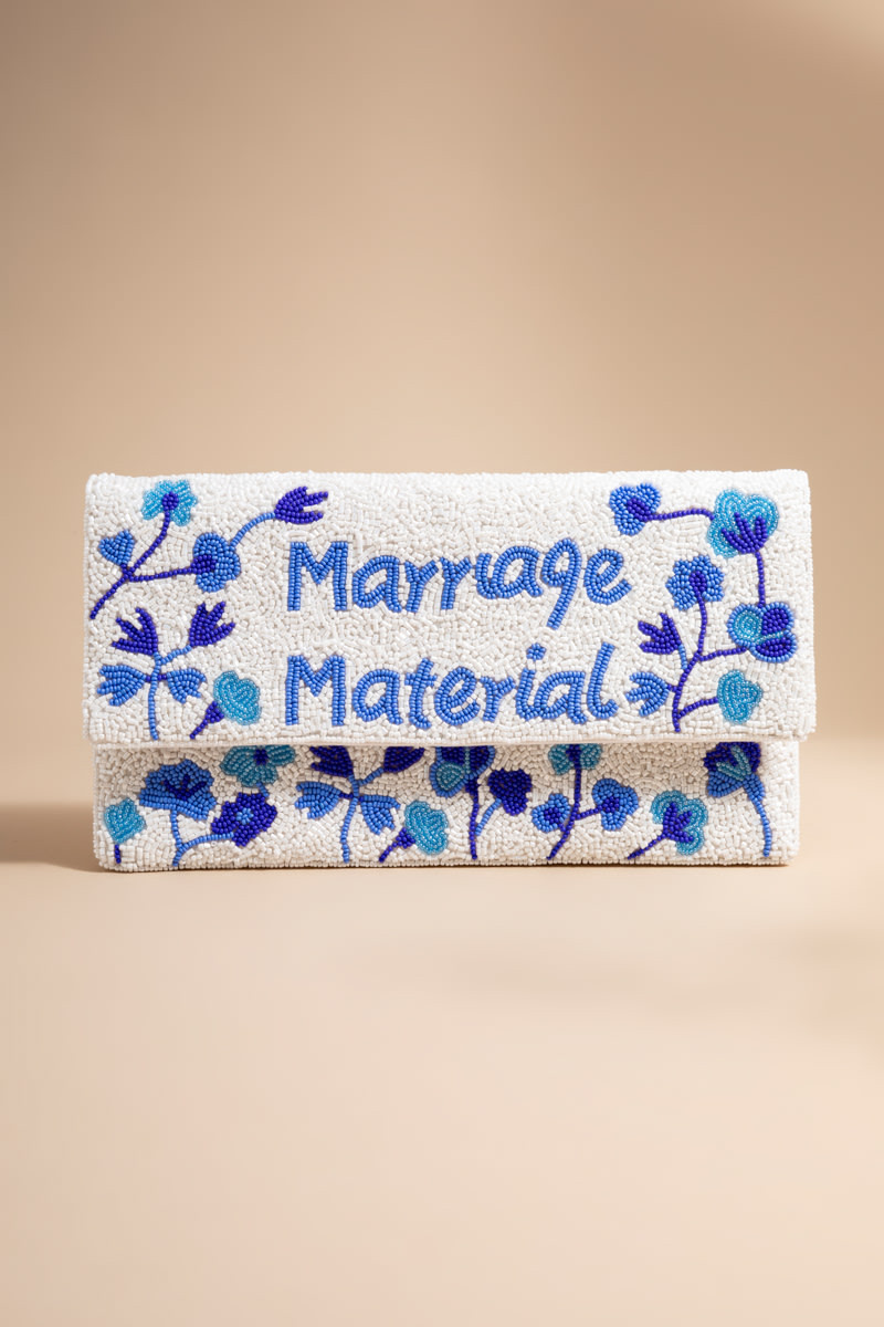 Marriage Material Beaded Clutch Bag | Francesca's