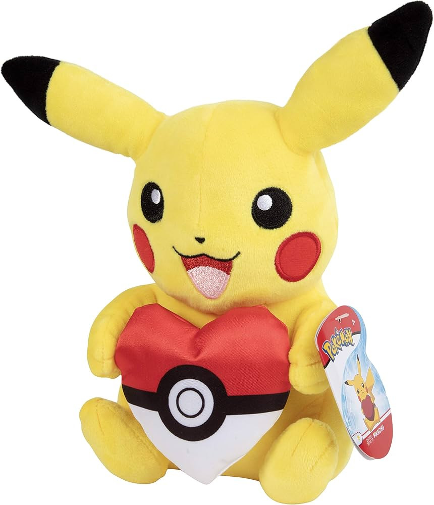 Pokemon 8" Pikachu Valentine's Day Plush with Heart Poke Ball - Officially Licensed - Authentic S... | Amazon (US)