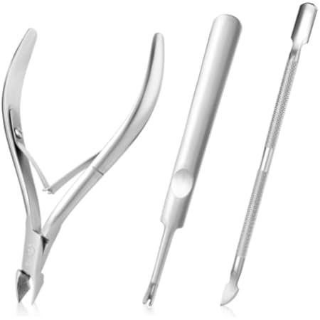 Cuticle Trimmer with Cuticle Pusher and Cutter-YINYIN Cuticle Remover Nippers Professional Stainless Steel Cutter Clippers,Pedicure Manicure Tools for Fingernails Toenails(Silver) | Amazon (US)