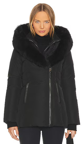 Adali Shearling Collar Coat in Black | Revolve Clothing (Global)