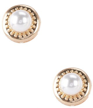 Inset Pearl Clip Gold Earrings | Dillard's