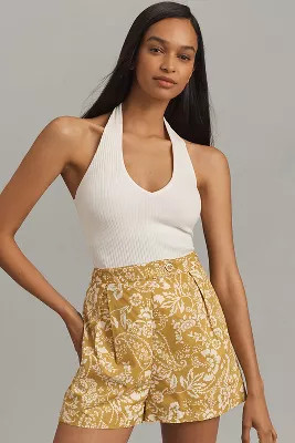 Maeve Pleated Poplin Shorts | Anthropologie (US)