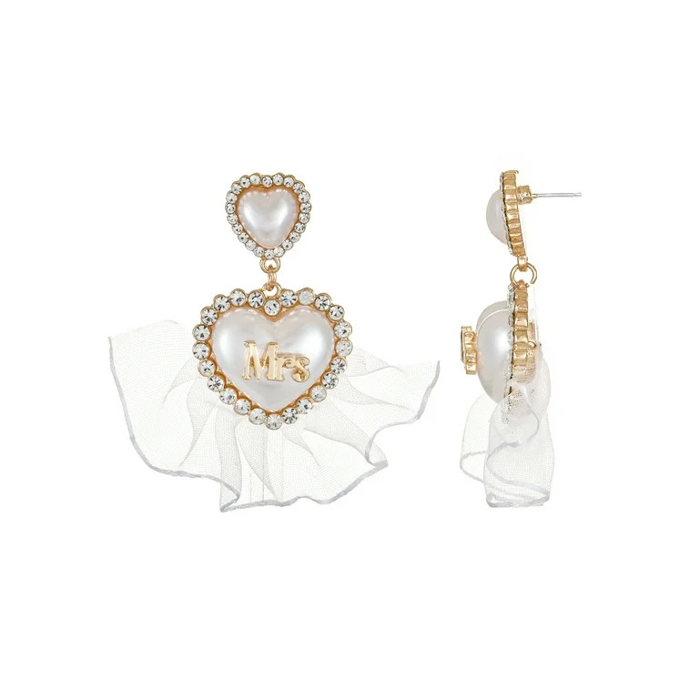 Packed Party Goldtone From Ms. to Mrs. Earrings, Female, Bridal Theme, 1 Pair | Walmart (US)