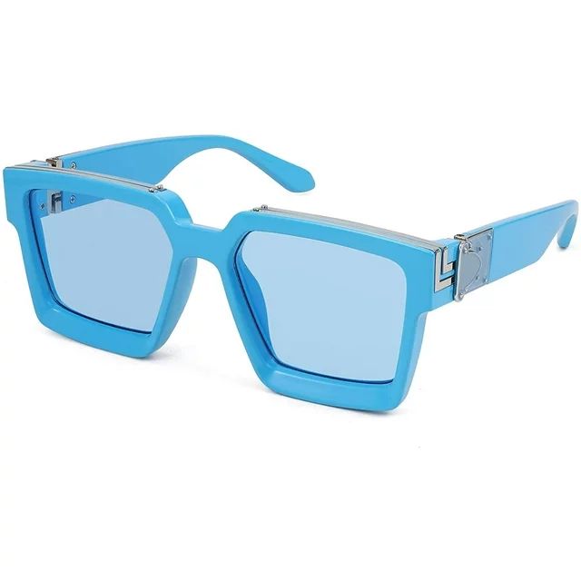 FEISEDY Retro Flat Top Sunglasses Thick Square Frame Metal Buckle Hip Hop Rapper Men Women B7033 | Walmart (US)