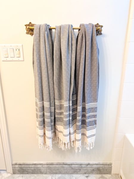 Bathroom Accessories / Towel Bar / Turkish Cotton Towels / Marble Tile Floor 

#LTKhome #LTKstyletip