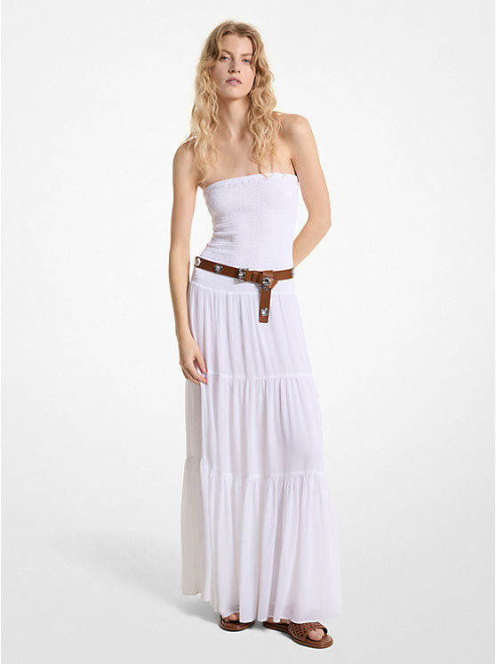 Tiered Smocked Georgette Maxi Dress | Michael Kors US