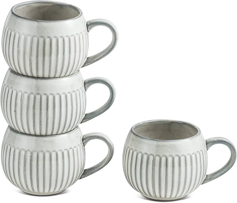Gomakren Coffee Mugs Set of 4 Tea Cups Set Farmhouse Coffee Mugs 550ml 18 oz Ceramic Mug with Han... | Amazon (US)