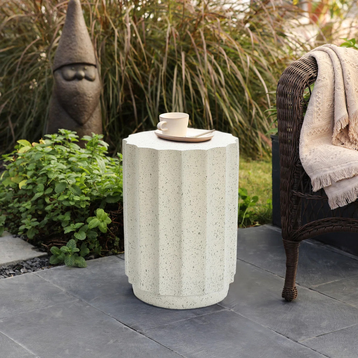Digrazia Cement Round Outdoor Side and End Table, Modern Accent Table, Housewarming Gifts | Wayfair North America