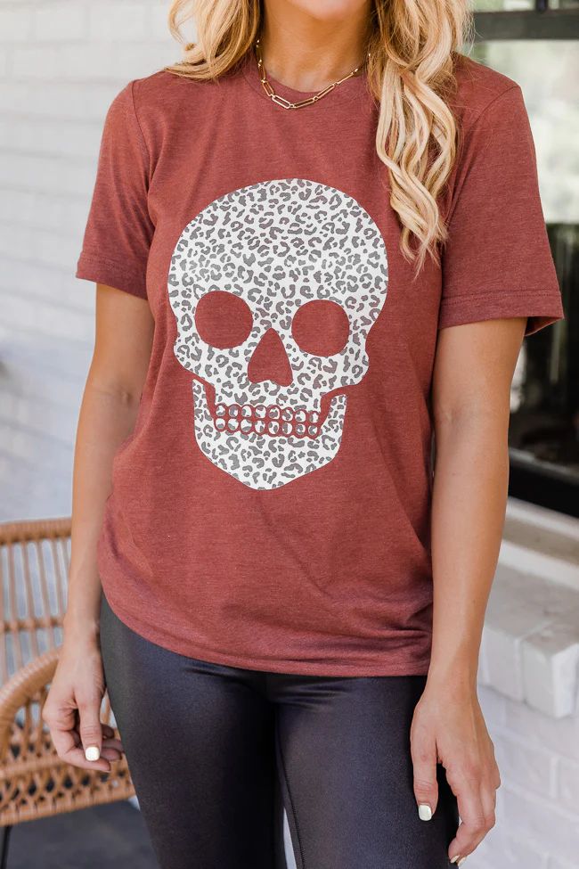 Animal Print Skull Rust Graphic Tee | The Pink Lily Boutique