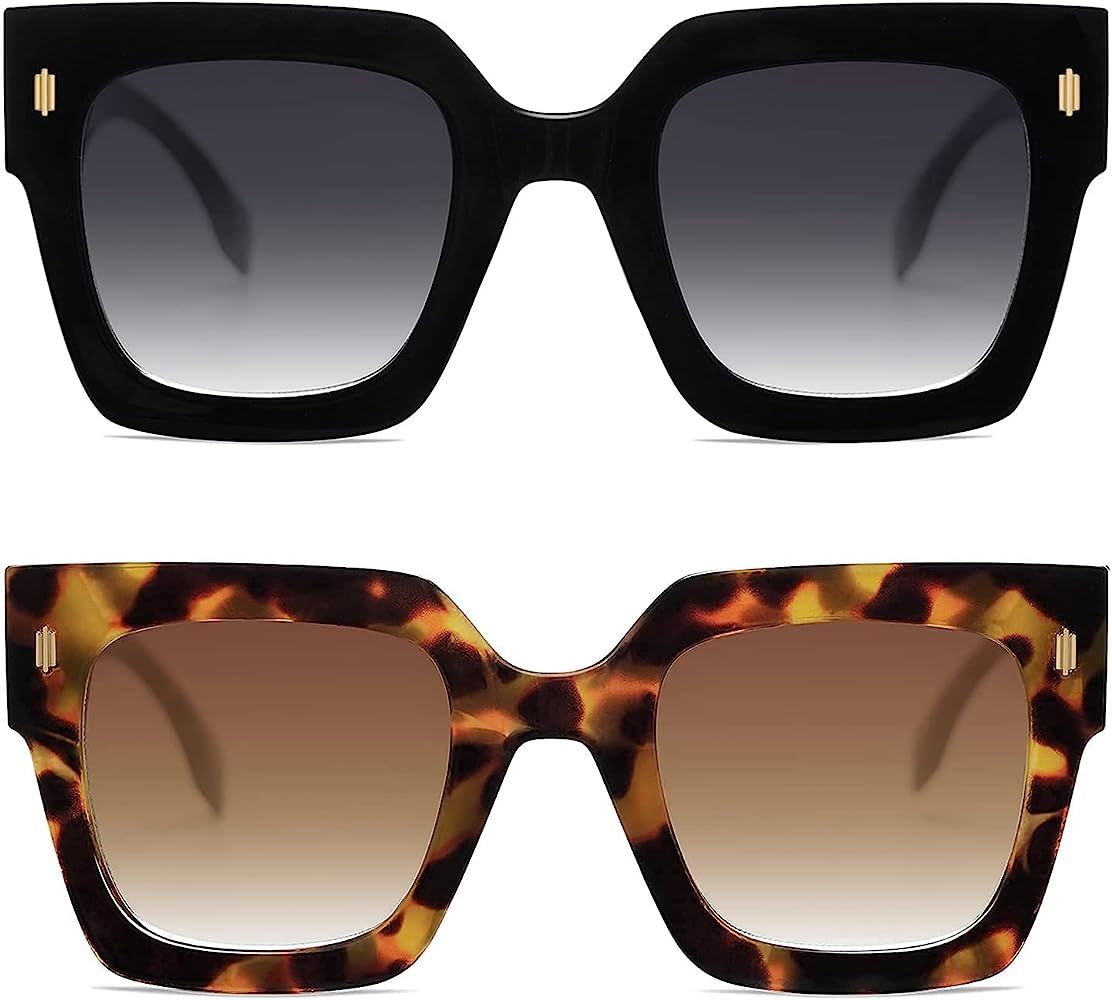 DUMOK Oversized Sunglasses for Women, Square Trendy Vintage Shades UV400 Protection DSR032 | Amazon (US)