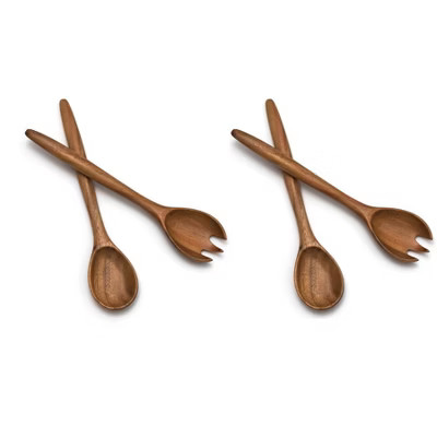 Lipper International Durable Acacia Oblong Wooden 12 Inch Salad Servers (2 Pack) | Target