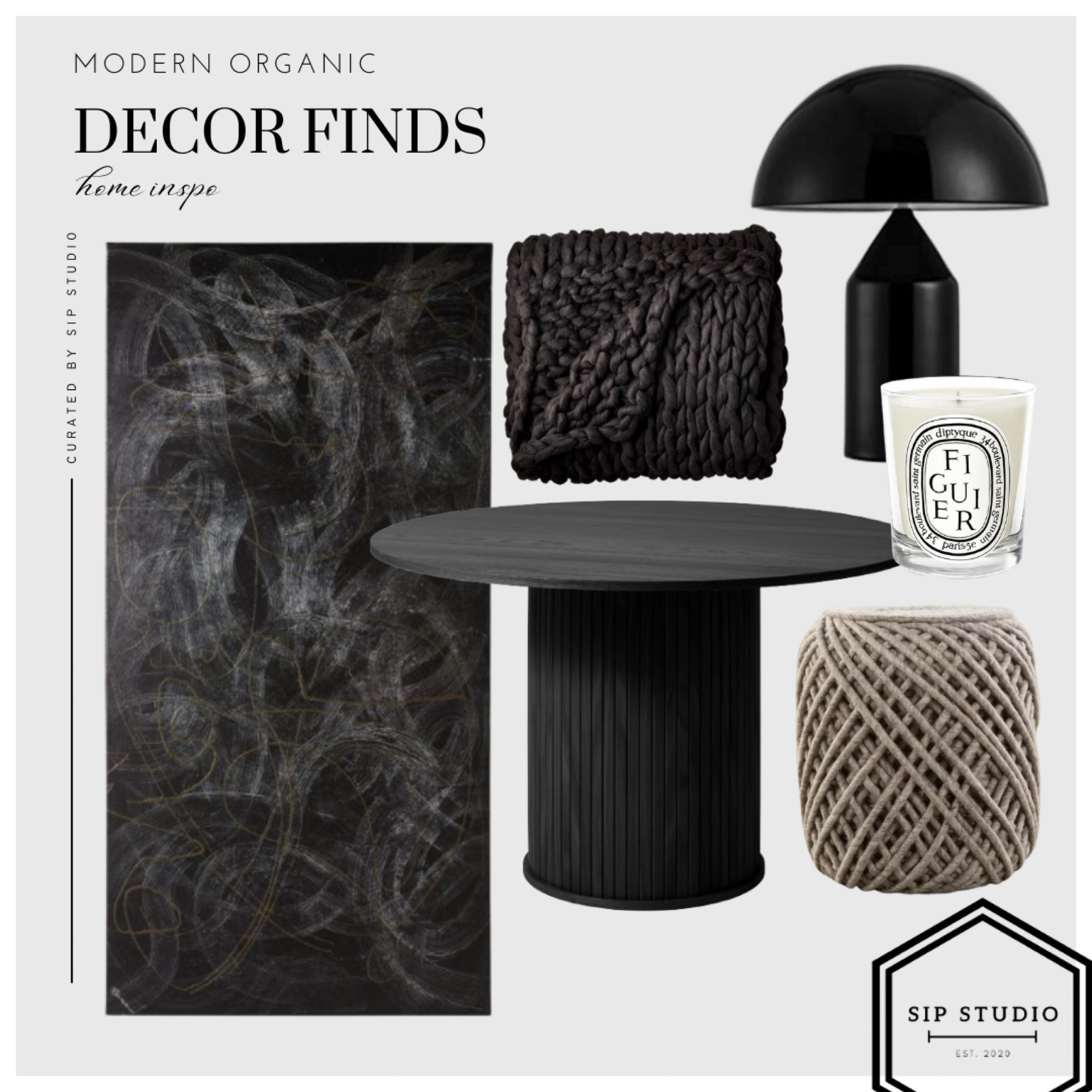 Modern organic home decor 🖤

Artwork dining table candle lamp throw blanket pouf 