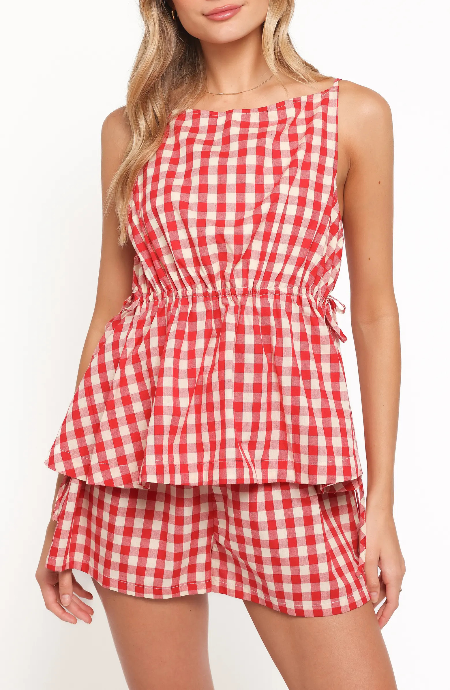Rory Gingham Cotton Peplum Tank | Nordstrom