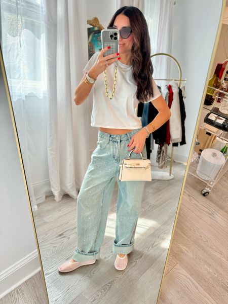 Slouchy jeans, rhinestone jeans, white tee, casual outfit, amazon flats

Flats run TTS
Small in tee
Jeans run large, wearing XS size down 

Code: katehuggs15

#LTKFindsUnder100 #LTKFindsUnder50 #LTKStyleTip
