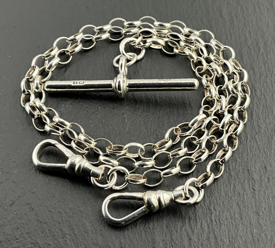 Antique Sterling Silver T-bar Necklace - Etsy | Etsy (US)