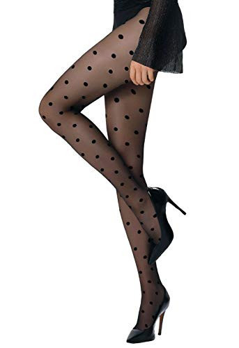 Fiore European Fashion Pattern Big Polka Dot Tights (Black, 2-Small) | Amazon (US)