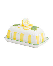 6.75x4x4 Lemon Striped Butter Dish | TJ Maxx