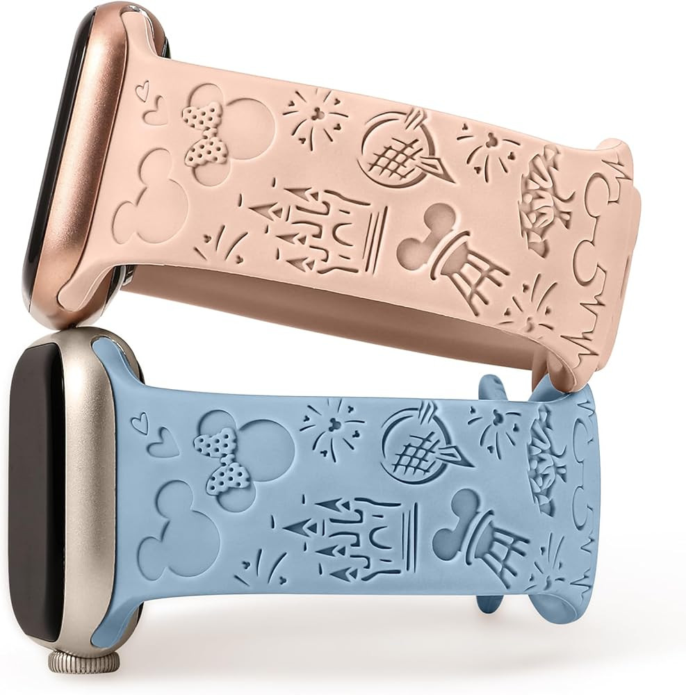 2 Packs Cartoon Engraved Bands Compatible with Apple Watch 41/40/38/42/45/44/46/49mm Women Men, S... | Amazon (US)
