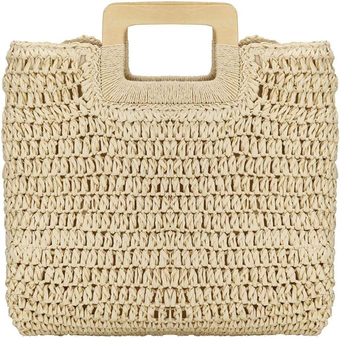 YYW Straw Tote Bag Women Hand Woven Large Casual Handbags Hobo Straw Beach Bag with Lining Pocket... | Amazon (US)